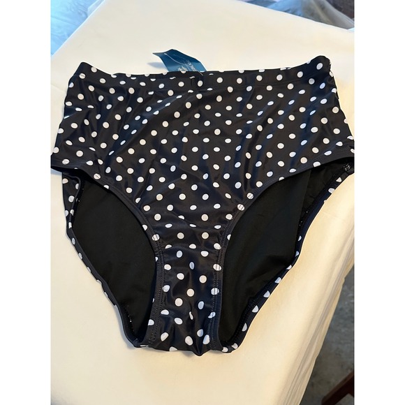 NEW Halcurt Womens High Waisted Polka Dot Bikini Bottoms Black White Size Small - Picture 3 of 8